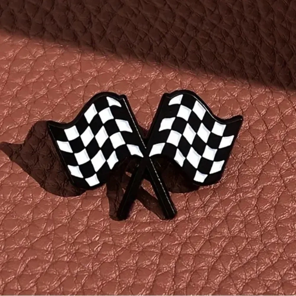 3/$25 Checkered Flags Pin Badge Brooch Unisex Racing Finish Line Flags